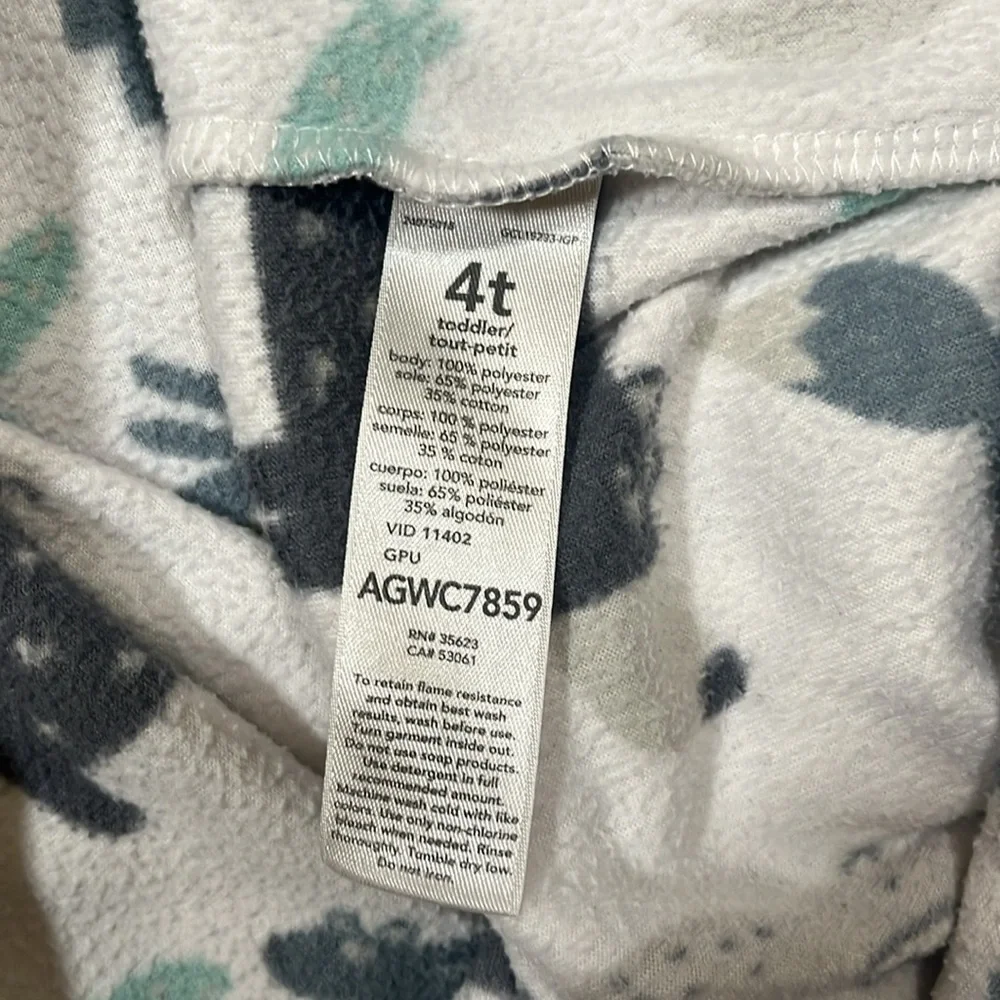 Carter's 4T Onesie Footie Pajamas Pjs Fleece Warm Winter Zip Up EUC - Lot of 2